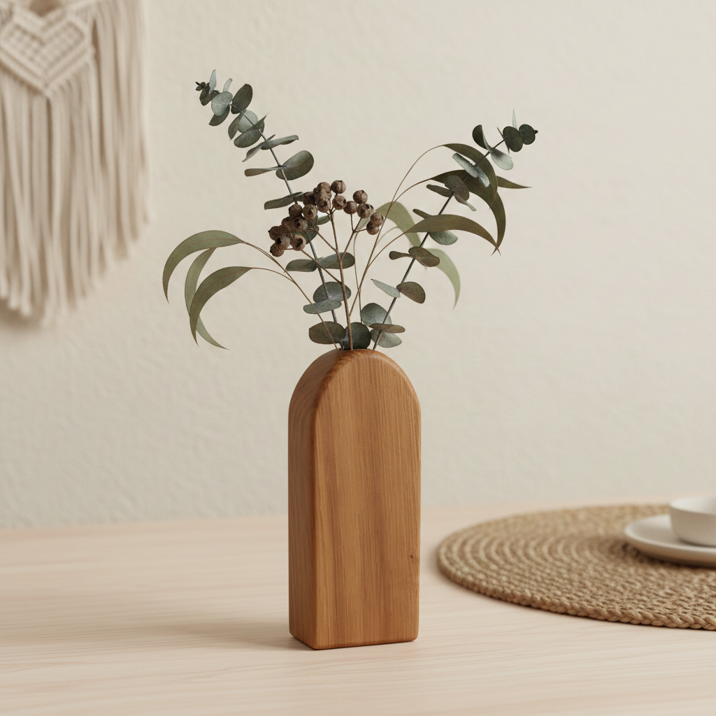 Dubová váza Simple – velká, minimalistická dekorace z masivního dubu